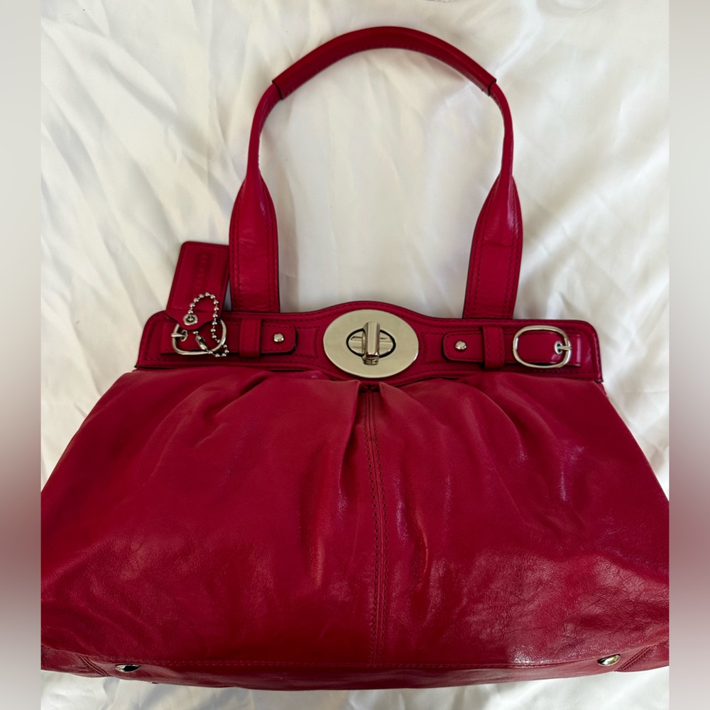 Coach Limited Edition Garnet Pleated Leather Satchel in Red